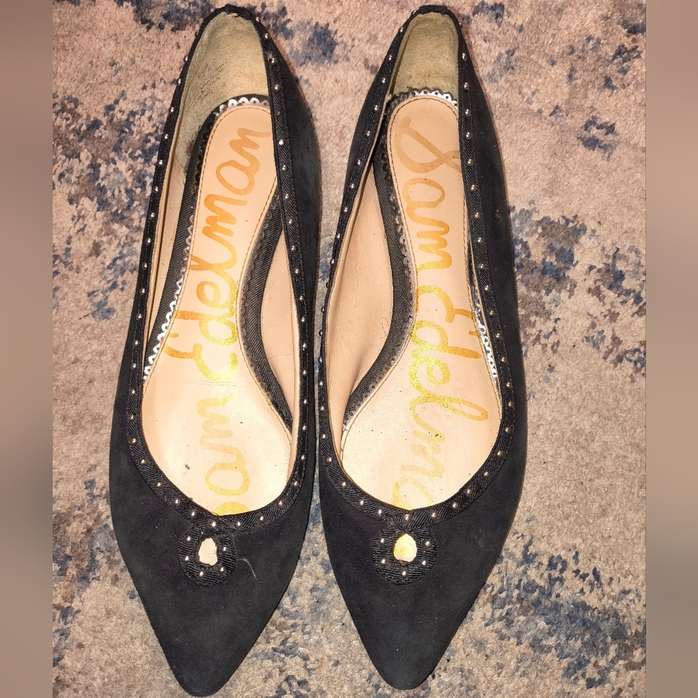 Sam Edelman Black Flats with Gold Accents